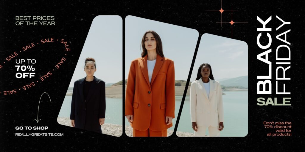 black and white modern black friday sale banner